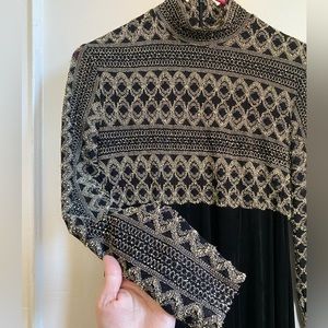 Midi black and gold party dress